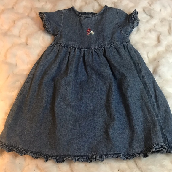 Vintage Little Angel Dress Baby Girl Denim Flower | Size - 12 Months - Picture 2 of 9